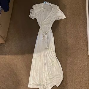 Beautiful off white silky style long robe floral print